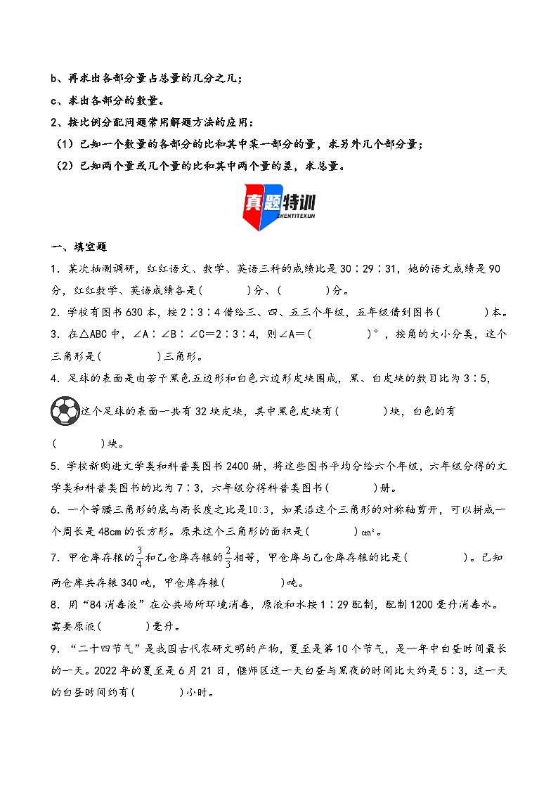 2025年小升初数学核心考点讲练（通用版）专题31按比分配问题（学生版）第2页