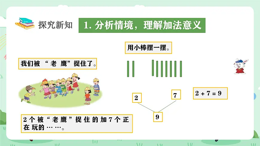 冀教版一年级上册数学第一单元2.5《10以内的加减-开始有几个同学在玩老鹰捉小鸡的游戏？》课件第7页