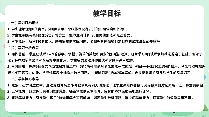冀教版一年级上册数学第一单元3.1《0的认识和加减-鸟窝里还有几只小鸟？》课件第2页