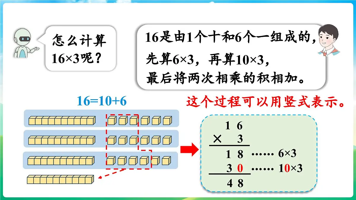 人教版（2024）数学三年级上册 4.2 笔算乘法 第2课时 多位数乘一位数（不连续进位）的笔算（课件）第7页