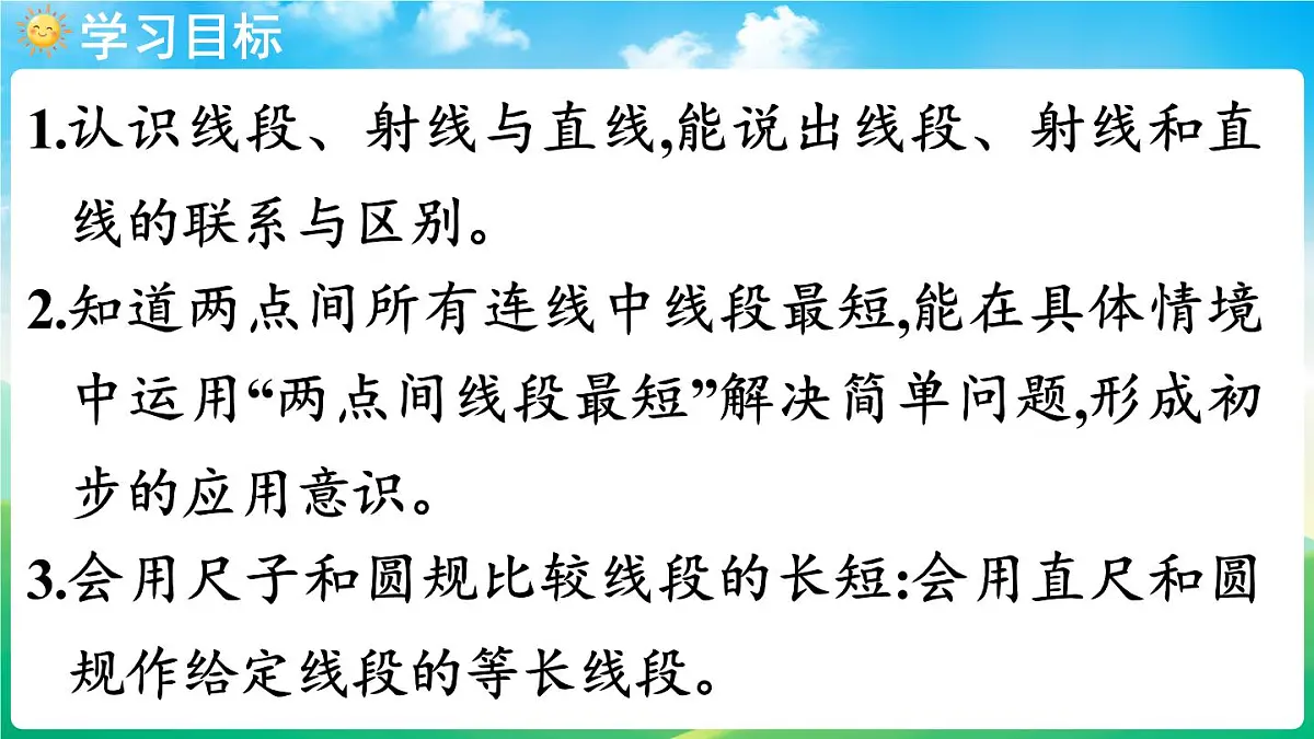 人教版（2024）数学三年级上册 5.1 线段、射线、直线 第1课时 线段、射线、直线（课件）第2页