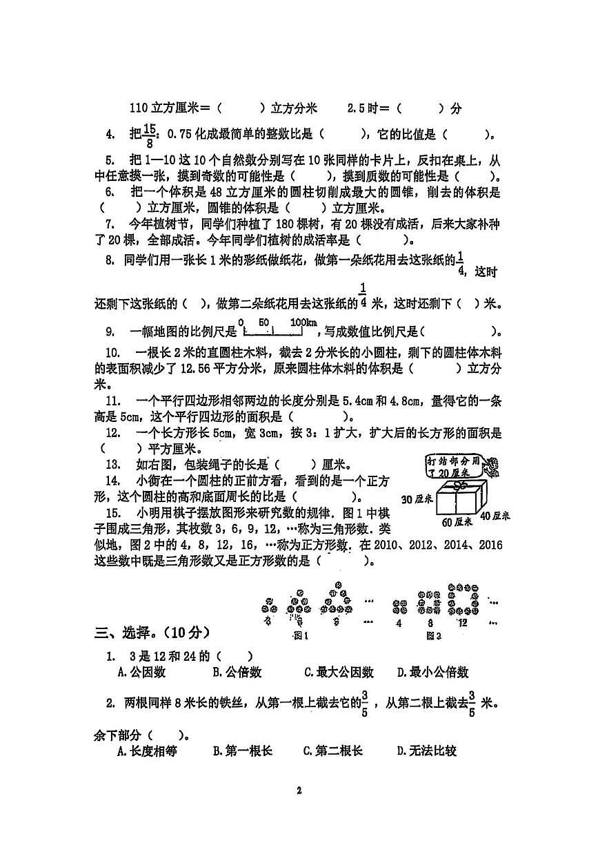 江苏省南京市六合区实验小学2024-2025学年六年级下学期5月月考数学试题第2页