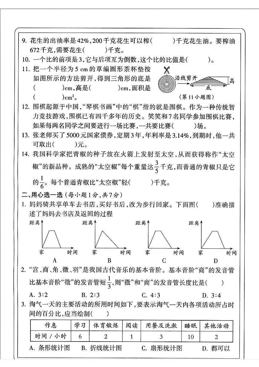 山西省晋城市城区2024-2025学年六年级上学期期末数学试卷第2页