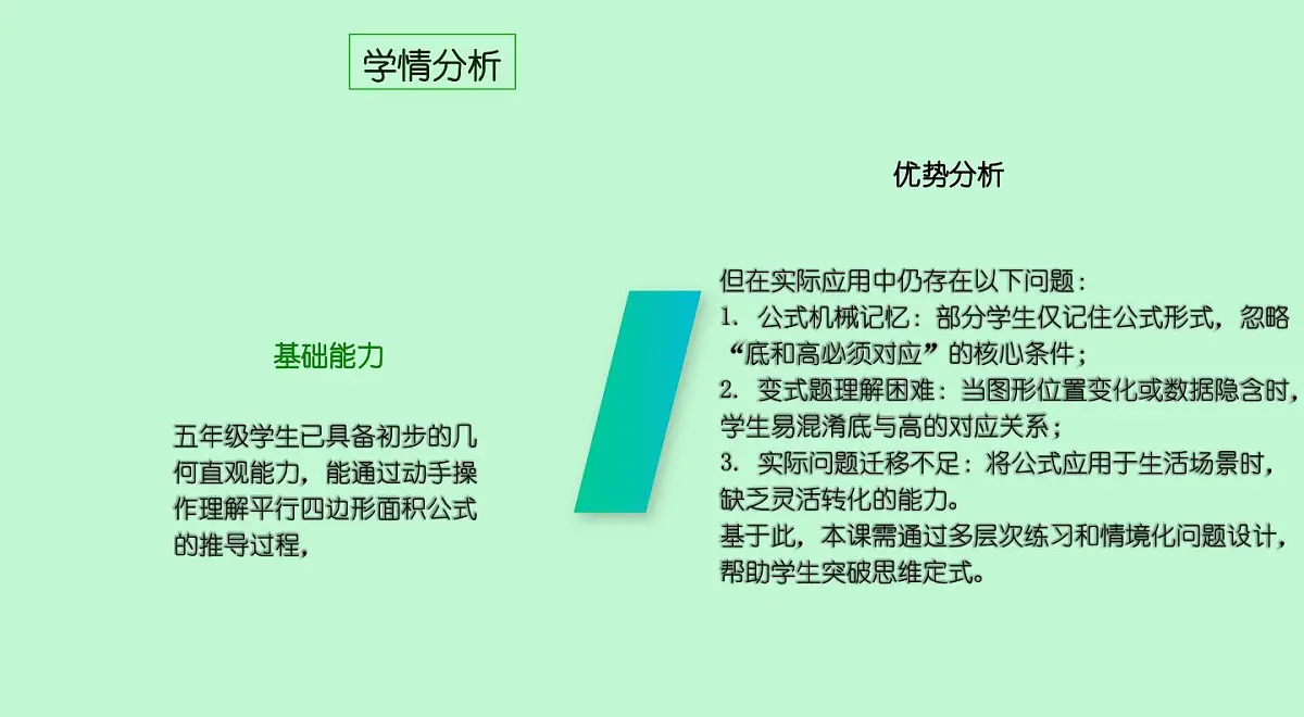 西师大版小学数学五年级上册第五单元第2课时《平行四边形的面积（2）》说课课件第3页