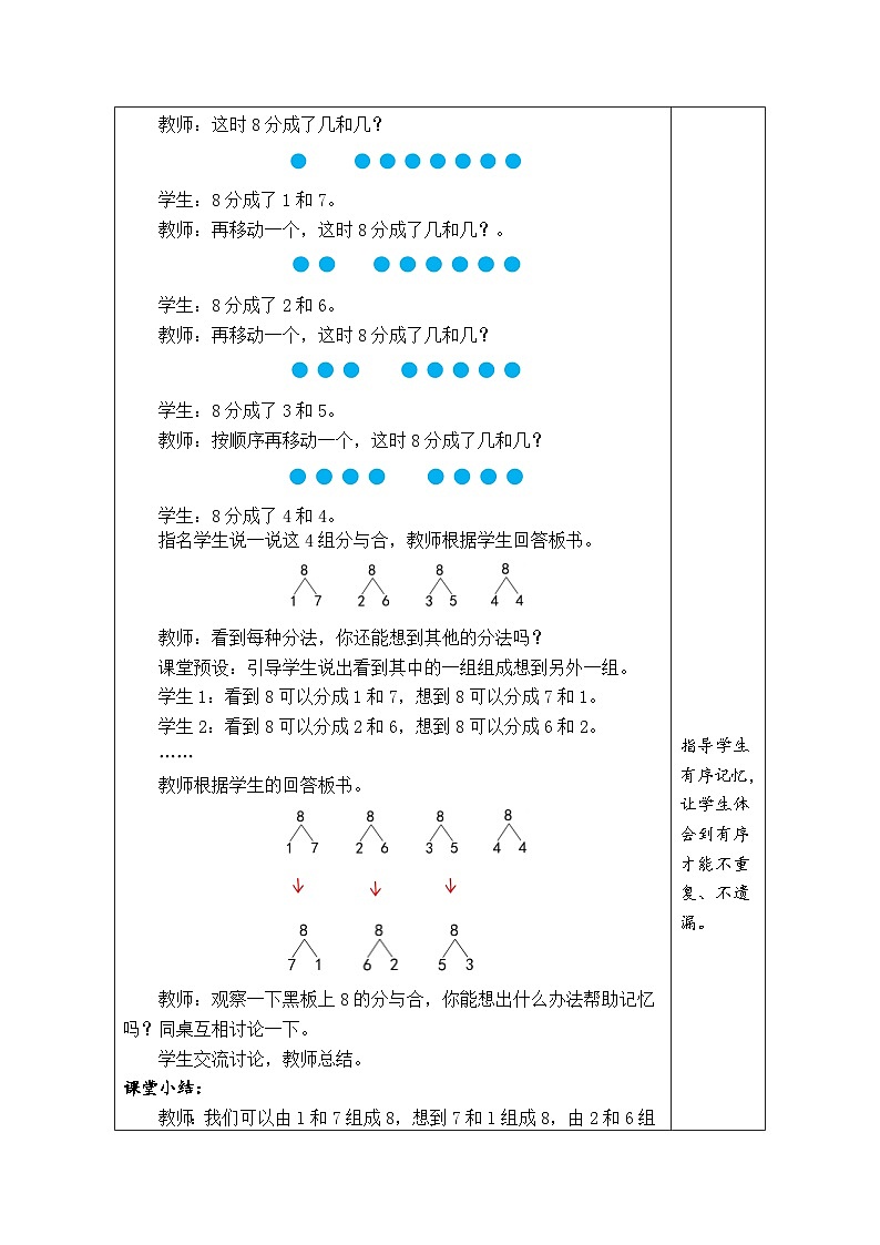 人教版（2024）数学一年级上册 2.1 6~9的认识 第3课时  8和9的分与合（教案）第2页