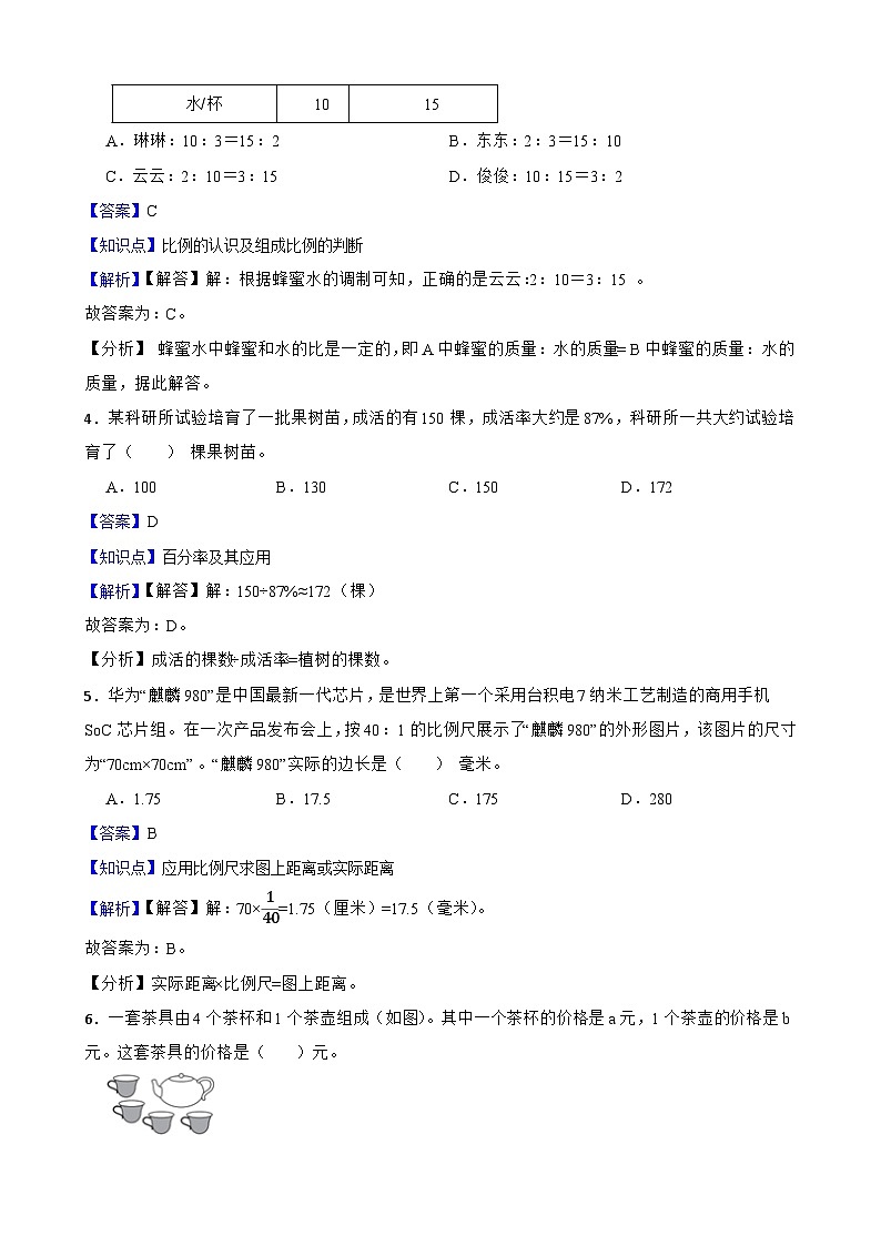 永州君诚学校2025年小升初数学模拟试卷（一）(教师版)第2页