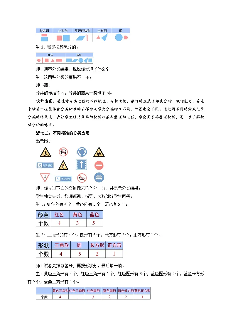 第五单元《分类》单元复习教案 小学数学西师大版（2024）一年级下册第3页