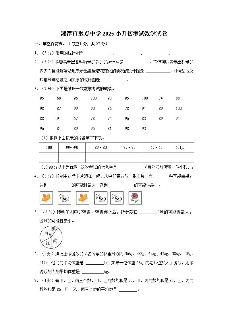 湘潭市重点中学2025小升初考试数学试卷（五）含解析第1页