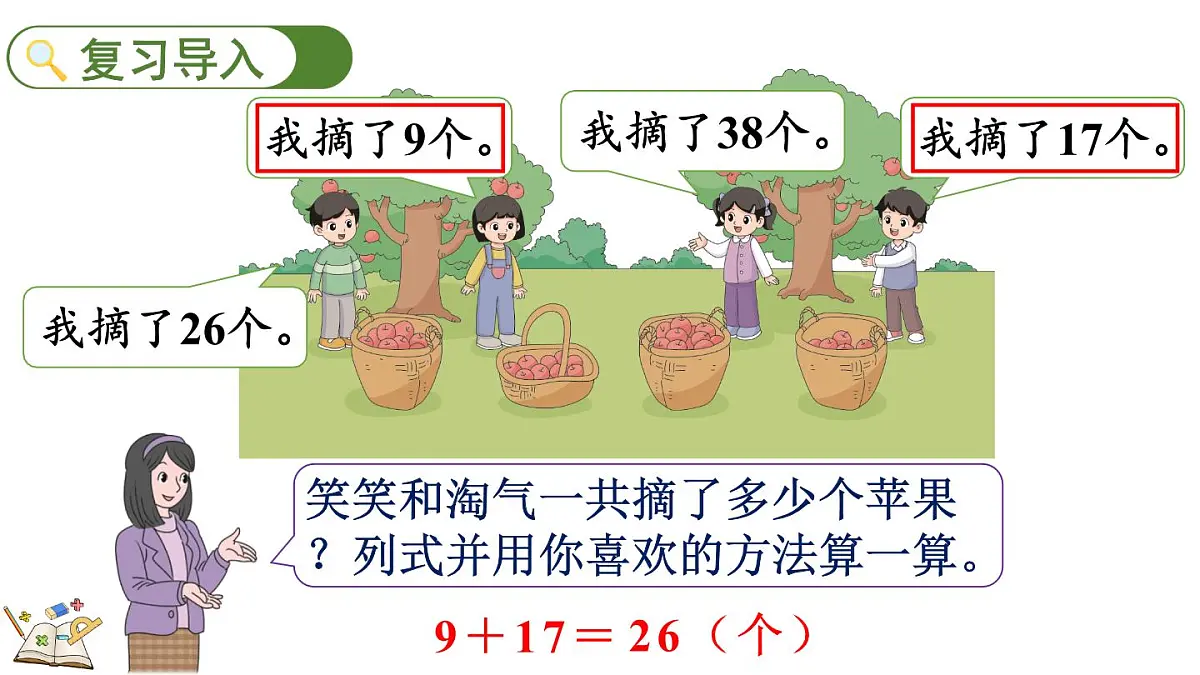 2025-2026学年度北师大版数学二年级上册1.2 摘苹果 课件第2页