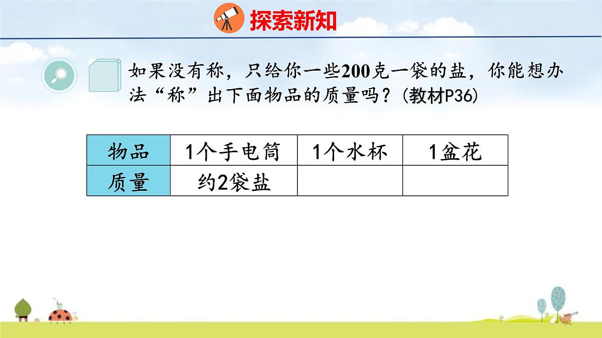 人教版（2024）新教材三年级数学上册课件 曹冲称象的故事 第2课时  称重大挑战第4页