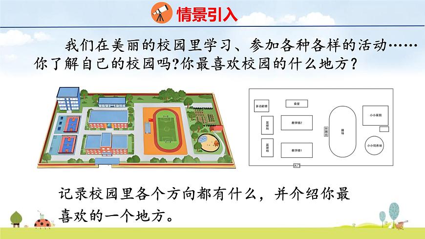 北师大版（2024）新教材三年级数学上册课件 综合实践 美丽的校园、校园里的八个方向第3页