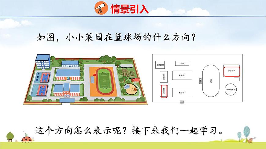 北师大版（2024）新教材三年级数学上册课件 综合实践 美丽的校园、校园里的八个方向第4页