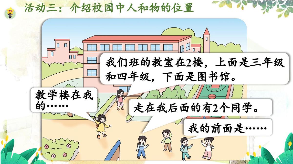 西师2004版数学一年级上册 综合与实践经 活动三  介绍校园中人和物的位置 PPT课件第6页
