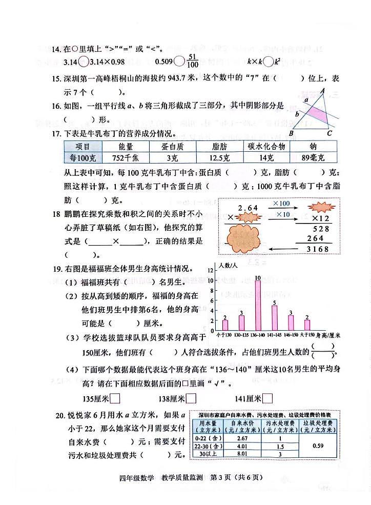 广东省深圳市福田区2024-2025下学期四年级数学期末考试第3页