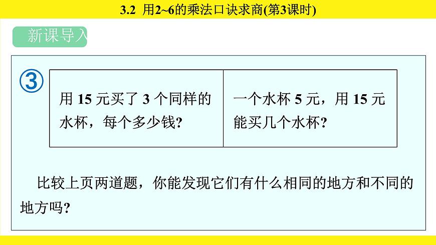 人教版（2024）二年级数学上册课件 3.2  用2~6的乘法口诀求商(第3课时)第2页