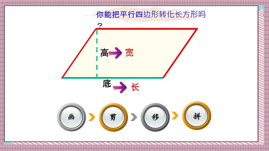 北师大数学五年级上册 4.3 探索活动《平行四边形的面积（探索公式并运用公式计算）》课件第5页