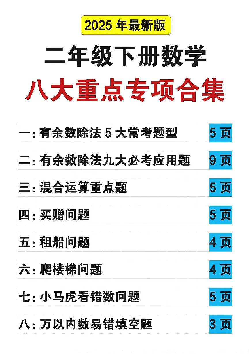54页！25春二下数学八大期末重点专项合集-专项训练（含答案）第1页