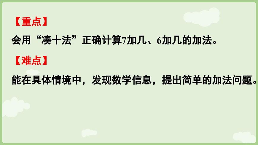 2025年秋冀教版一年级数学上册4.4    7,6加几（课件）第3页