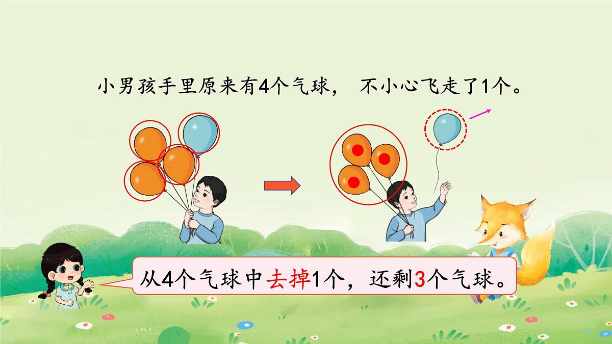 2025年新人教版一年级数学上册2. 1~5的加、减法第2课时  减法（课件）第4页
