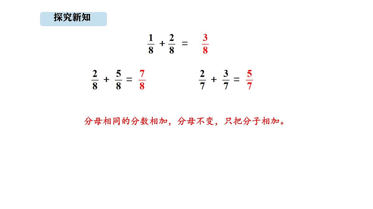 人教版数学三年级上册6.4  同分母分数的加减法（第1课时）（课件）第8页