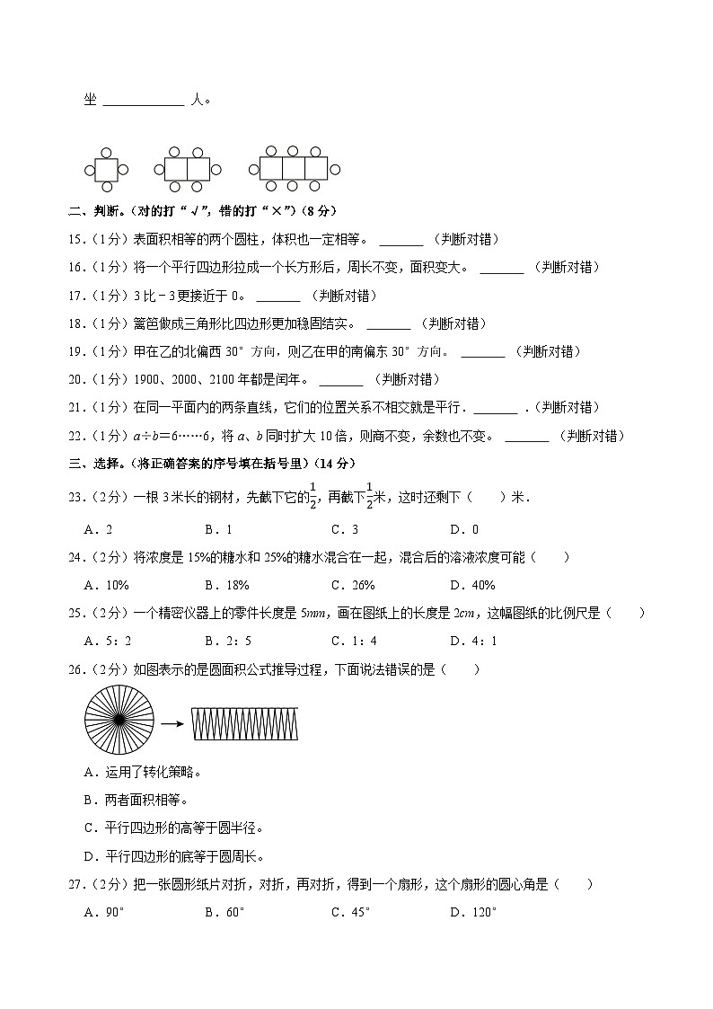 2025年河北省石家庄市高邑县小升初数学试卷第2页