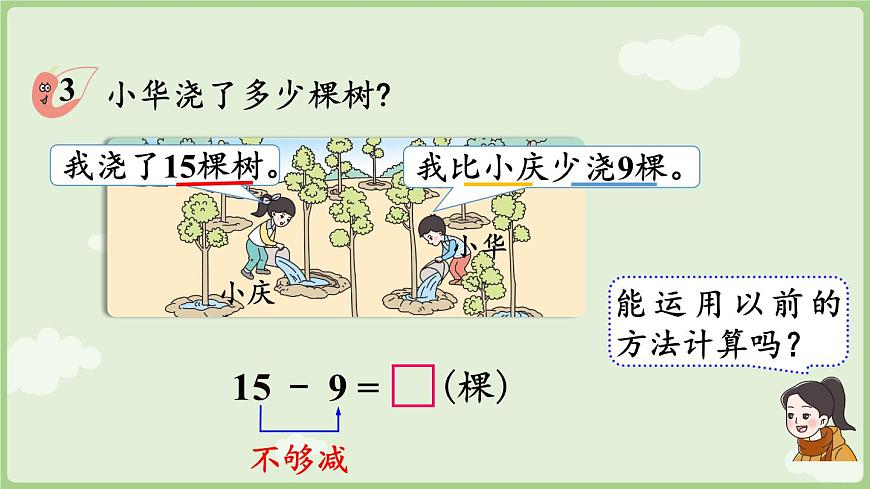 1.3  15、16、17、18减几和20以内的退位减法表（课件）西师大版2024一年级数学下册第7页