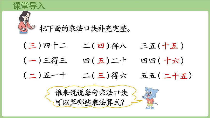 冀教版数学二年级上册5.1.1 用口诀计算乘法和除法 (课件）第4页