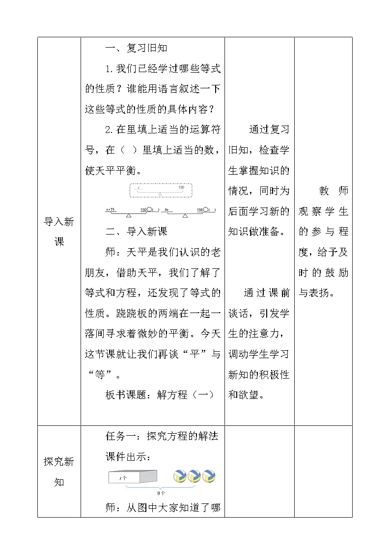 人教版数学五上5.7《解方程（一）》教学设计第2页