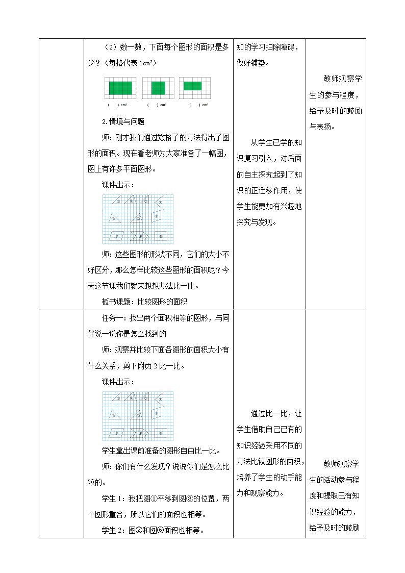 【任务型备课】北师大版五年级上册-4.1 比较图形的面积（教案）第2页