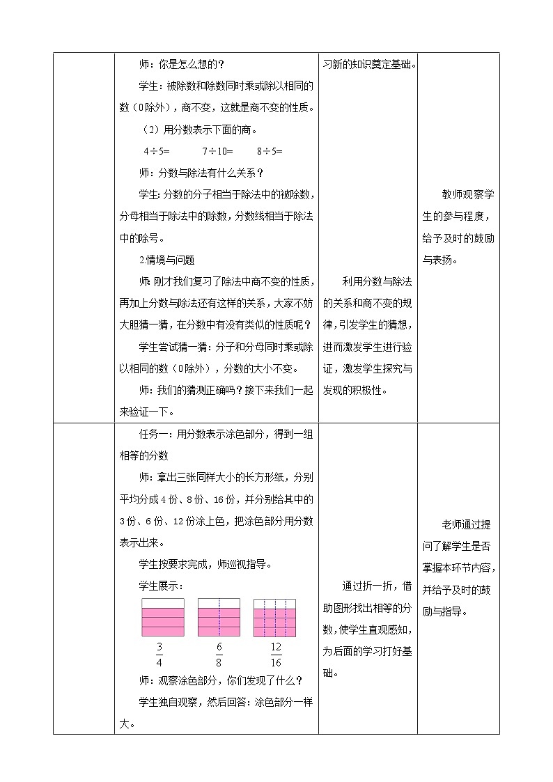 【任务型备课】北师大版五年级上册-5.5 分数的基本性质（教案）第2页