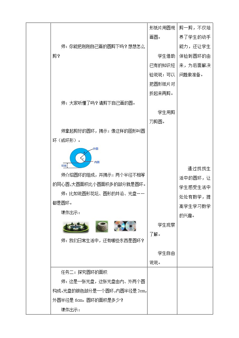 【任务型备课】人教版六年级上册-5.5 圆环的面积（教案）第2页