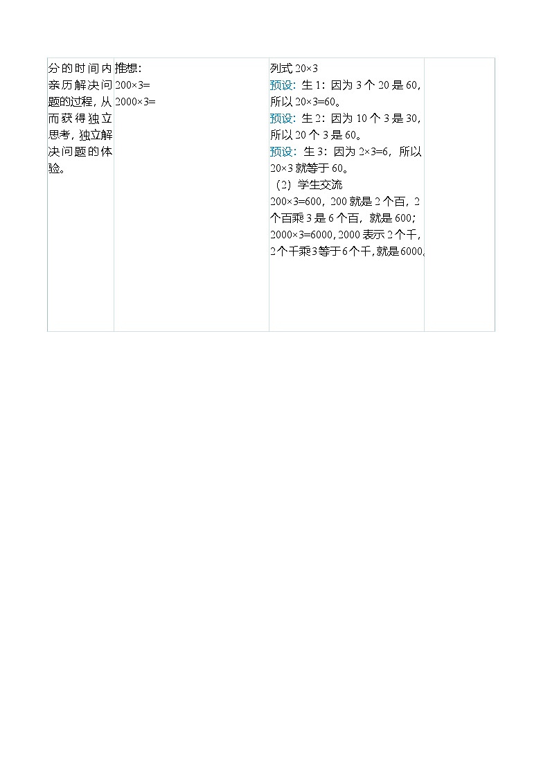 （大单元整体教学）6.1口算乘法（表格式）教学设计 人教版 三年级上册数学第3页