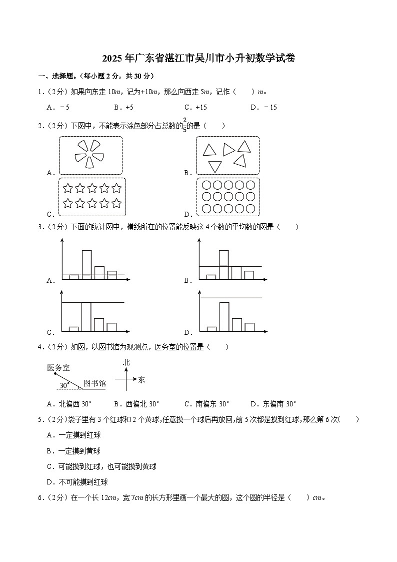 2025年广东省湛江市吴川市小升初数学试卷第1页