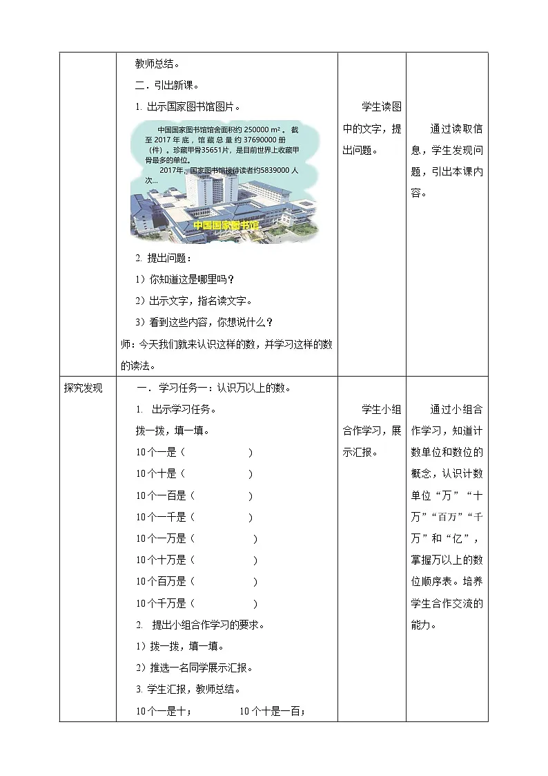 【任务型备课】西师大版四年级上册-1.1 万以上数的认识和读法（教案）第2页