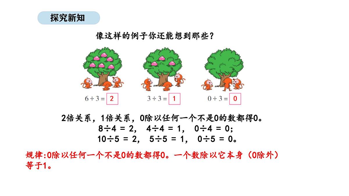 北京版数学三年级上册4.7 被除数是0的除法及商的中间有0的除法（课件）第4页