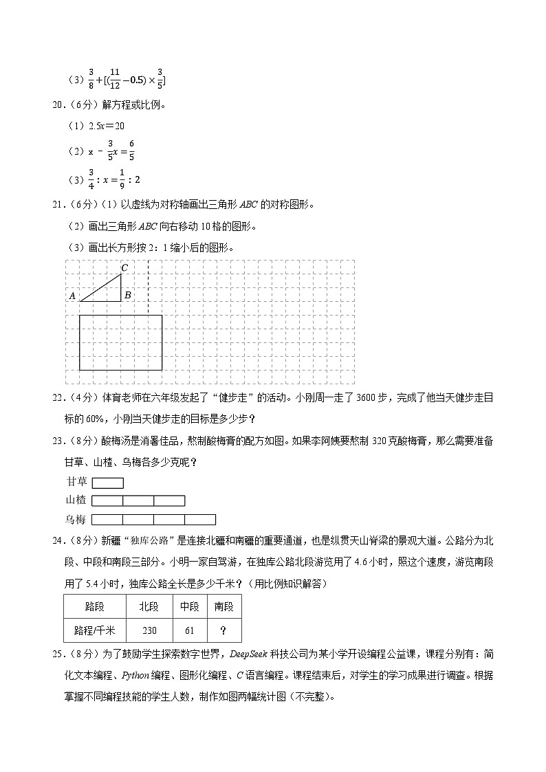 2025年山东省临沂市沂南县小升初数学试卷第3页