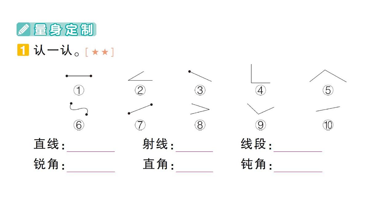 小学数学新人教版三年级上册期末复习第一轮第5天  线和角作业课件（含答案）（2025秋）第2页