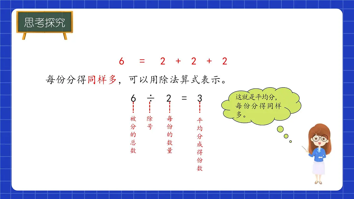 冀教版二年级上册数学第三单元乘法与除法第四课时 认识除法（二） 课件第6页