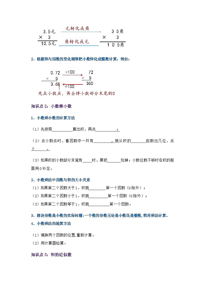 五年级数学上册精讲精练——第一单元《小数乘法》习题（含答案）第2页