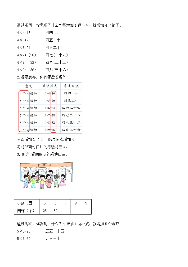【任务型备课】西师大版二年级上册-2.4 4、5的乘法口诀（教案）第2页