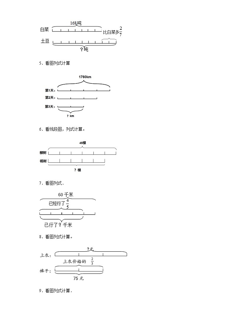 六年级上册数学常考易错题——第二单元《分数乘法看图列式》提高卷一（含答案）第2页