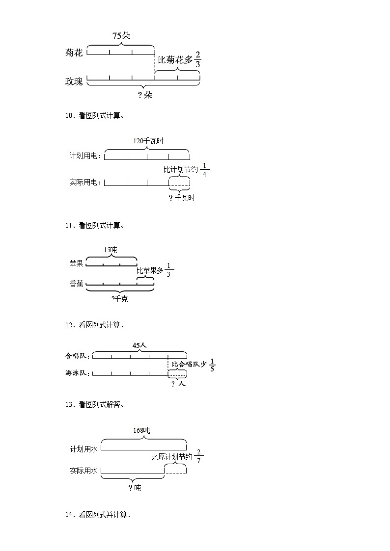 六年级上册数学常考易错题——第二单元《分数乘法看图列式》提高卷一（含答案）第3页