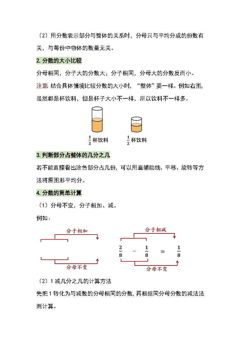 （2025新教材）人教版小学数学三年级上册第六单元《分数的初步认识》单元复习讲义（解析版）第2页