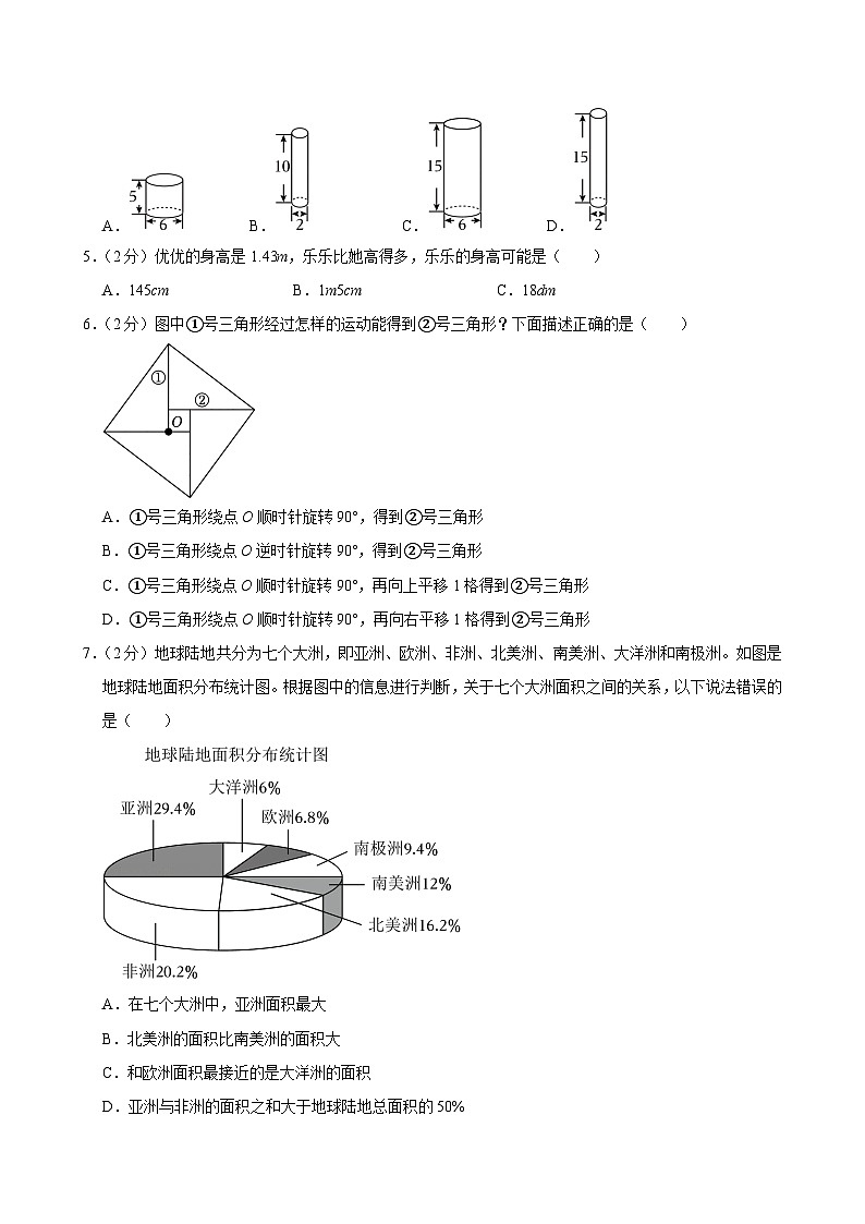 2025年四川省成都市崇州市部分校小升初数学试卷第2页