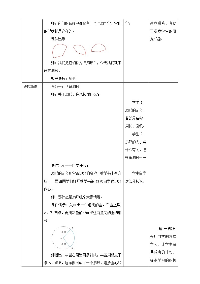 《5.7 扇形》教学设计 2025-2026学年小学数学六年级上课 人教版第2页