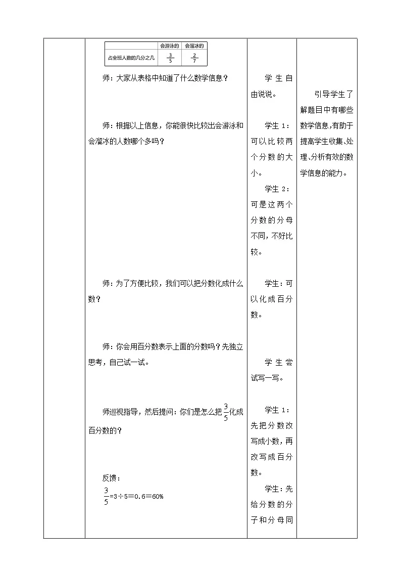 《6.3 百分数与分数的互化》教学设计 2025-2026学年小学数学六年级上册 苏教版第3页