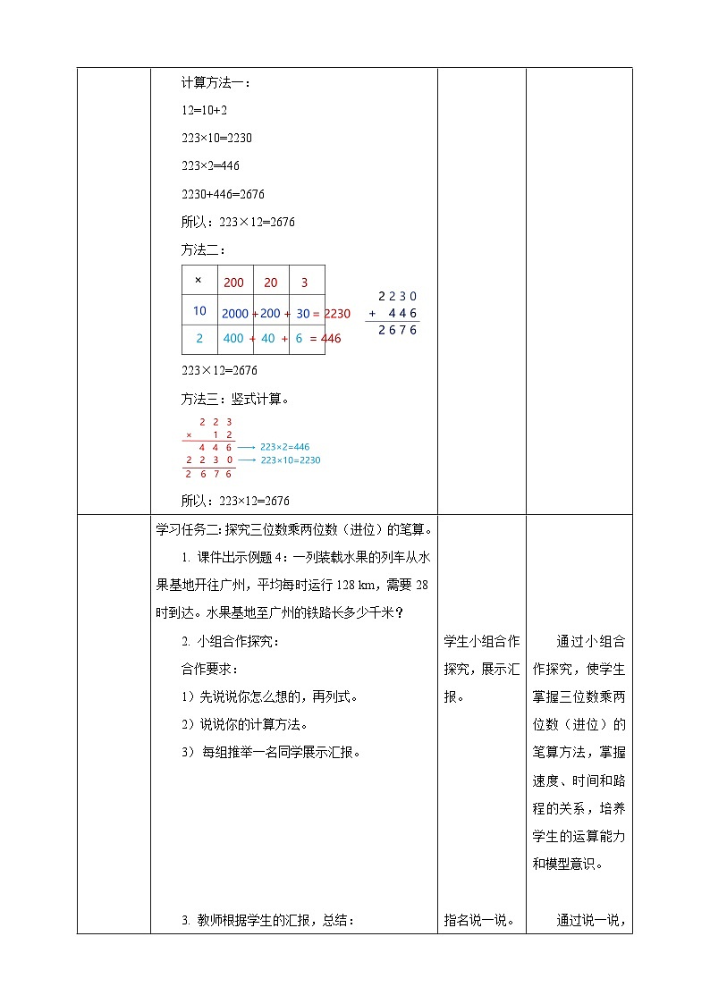 4.2 三位数乘两位数的笔算--教学设计 2025-2026学年小学数学四年级上课 西师大版第3页