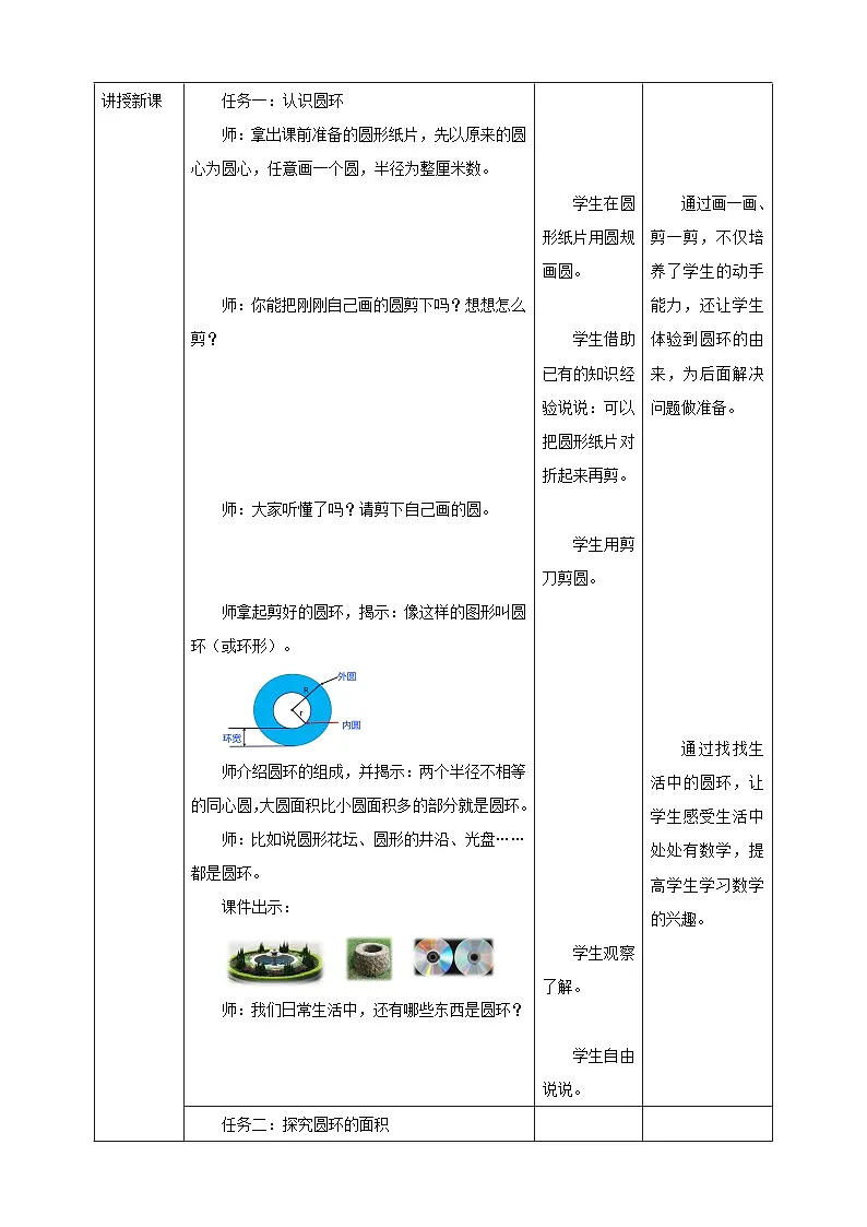 《5.5 圆环的面积》教学设计 表格式 2025-2026学年小学数学六年级上册人教版第2页