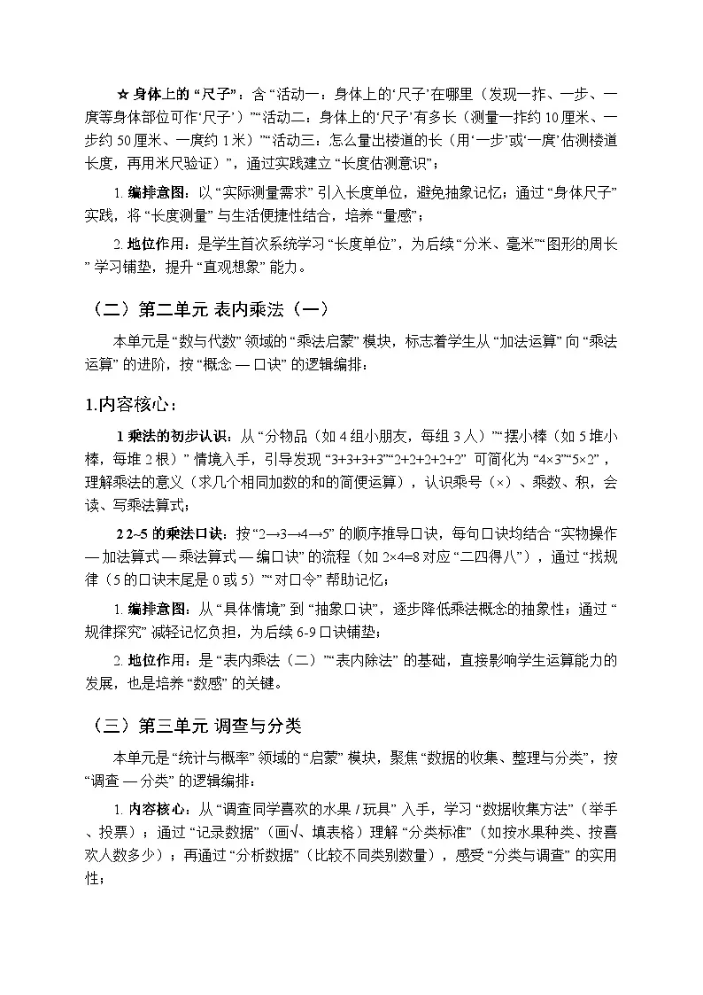 2025年秋北京版（2024）小学数学二年级（上册）教学计划及进度表（2025-2026学年第一学期）第3页
