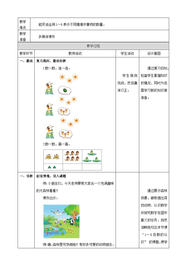 1.2《1～5各数的认识》（教案） -2025-2026学年一年级数学上册 冀教版第2页
